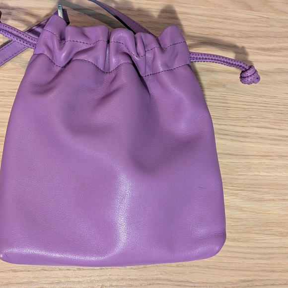 Lilac Leather Drawstring Bucket Bag - Picture 3 of 6